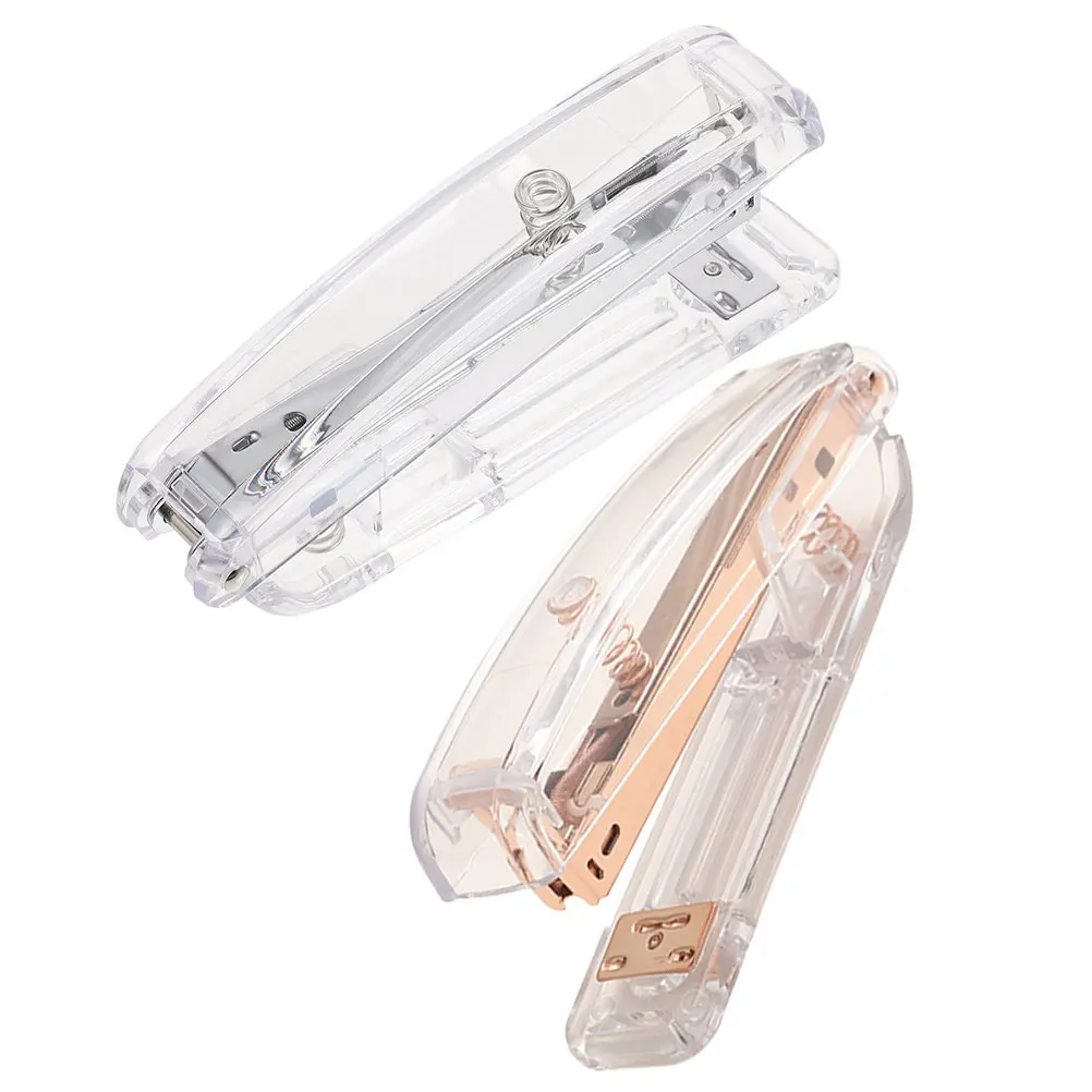 2Pcs Mini Stapler Set Premium Compact Handheld Staplers for Desk Office School Home Use Smooth Jam-Free Internal Track Creative