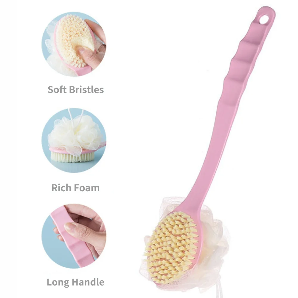 1pc Long Handle Bath Brush Soft Hair Silicon Shower Bathroom Shower Foot Washing Brush Rubbing Mud Brush Bathroom Accessories