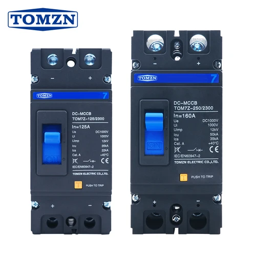 TOMZN 태양광 몰드 케이스 회로 차단기, MCCB 과부하 보호 스위치 보호기, 태양광 PV, 2P DC 1000V DC 