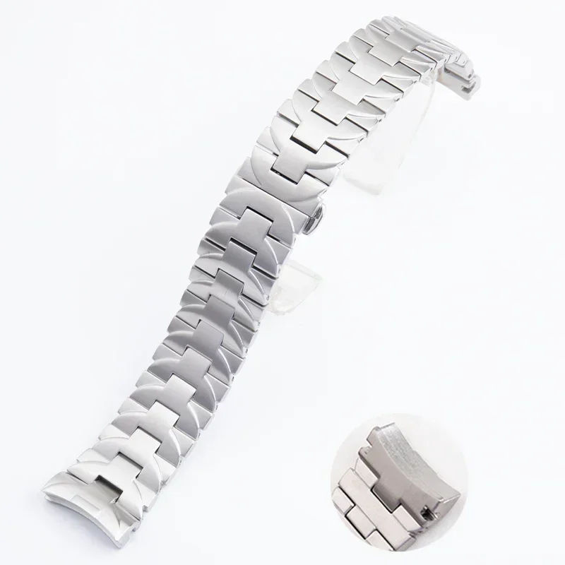 24mm solid fine silver black stainless steel watchband for Panerai strap submersible Luminor pam441 111 bracelet accessories