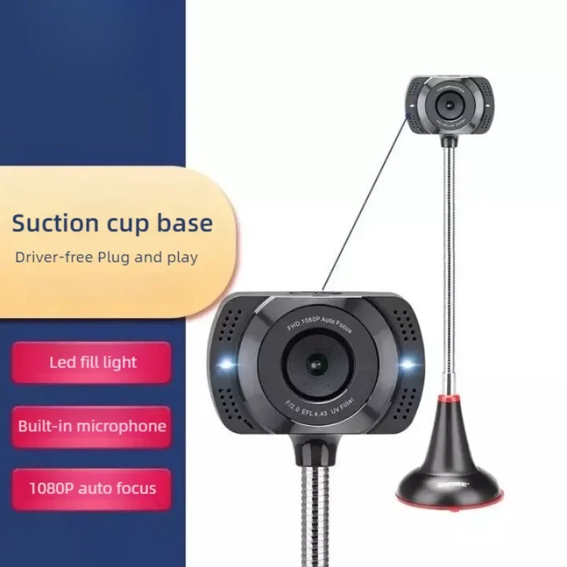 A25 Vertical Computer Camera 360 ° Adjustable 1080P FHD Autofocus Webcam with Microphone Fill Light for Desktop Computer Laptop