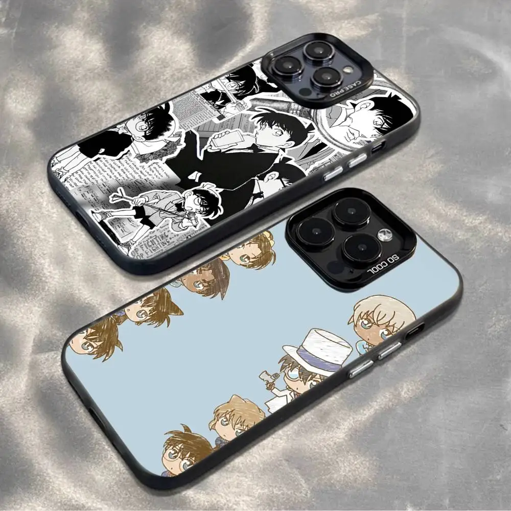 

D-Detective C-Conan Phone Case For iPhone 16,15,14,13,12,11,Mini,Pro,MAX,plus,Black Matte Shockproof Cover