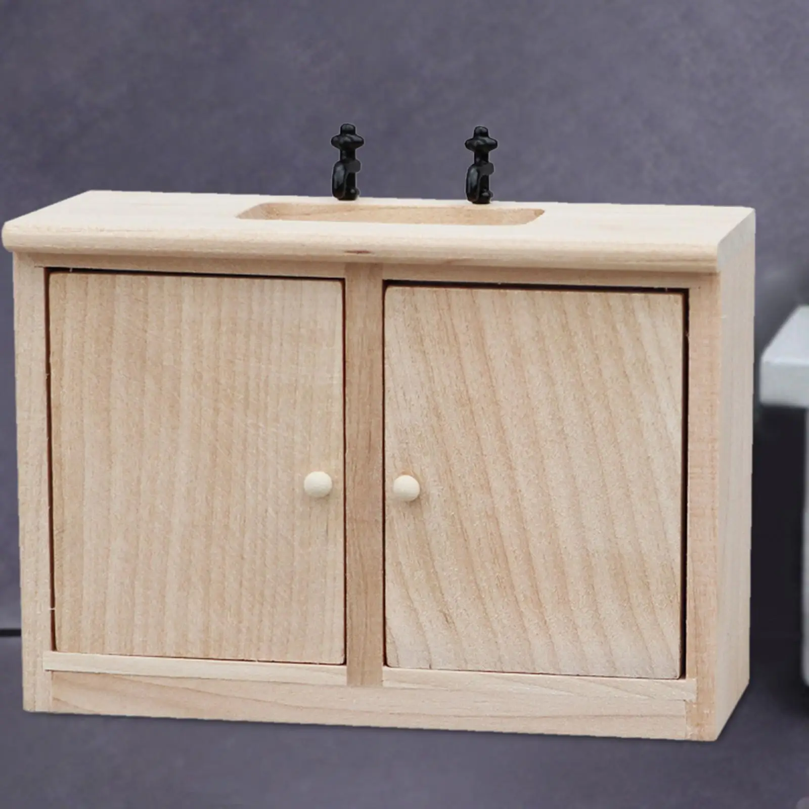 Miniaturowe meble 1 12 domek dla lalek zlew mikro skalna szafka symulowana szafka zabawka Mini szafka kuchenna do gabinetu sypialnia