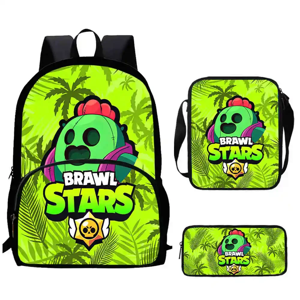 Cartoon B-rawl Child School Backpack with Front Pocket,Shoulder Bags,Pencil Bags for Aged 5-10,Cartoon Schoolbags for Boys Girls