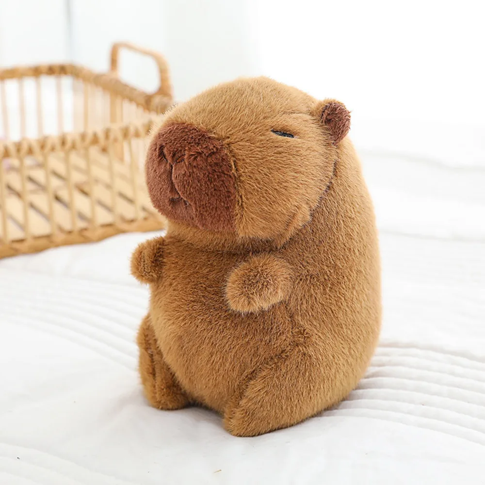 Peluche Capybara en coton doux et marron, jouet en peluche moelleux, dessin animé, animal mignon, décor de chambre