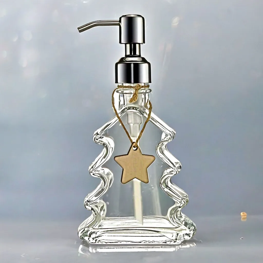 Refillable Bathroom Soap Dispensers Lotion Shampoo Shower Gel Holder Christmas Tree Shape Empty Bath Pump Bottle New Year Gift