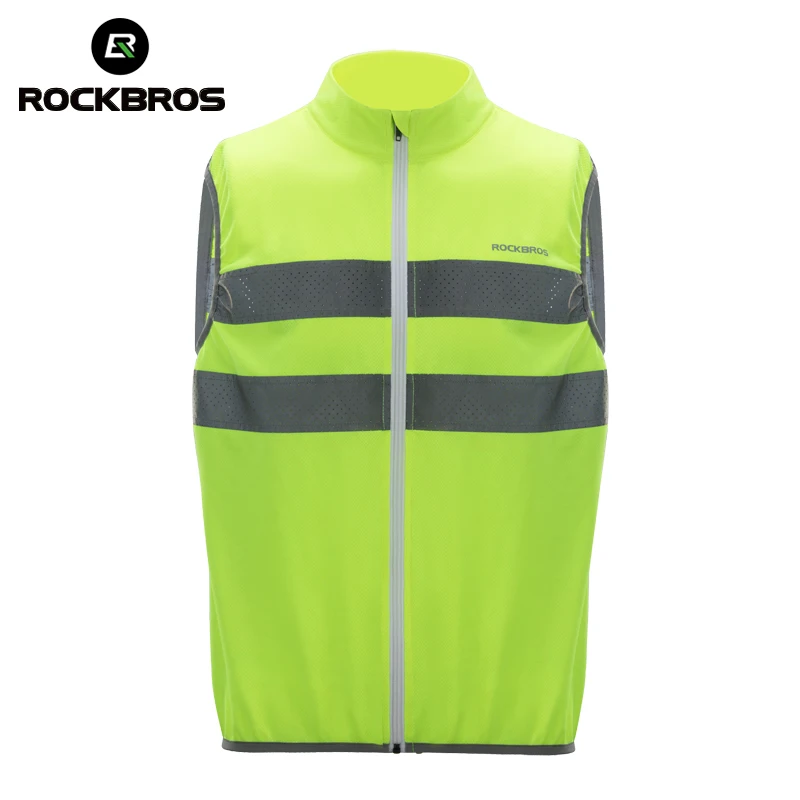 ROCKBROS Cycling Reflective Vest Mesh Ventilation Safety Vest Motorcycle MTB Road Riding Breathable Sleeveless Cycling Equipment