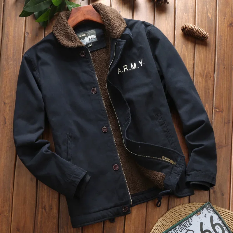 Men's Fur Collar Jackets Outerwear Clothing Fleece Bomber Jacket Clothes Men Thick Warm Jacket New Autumn Winter Military Parkas