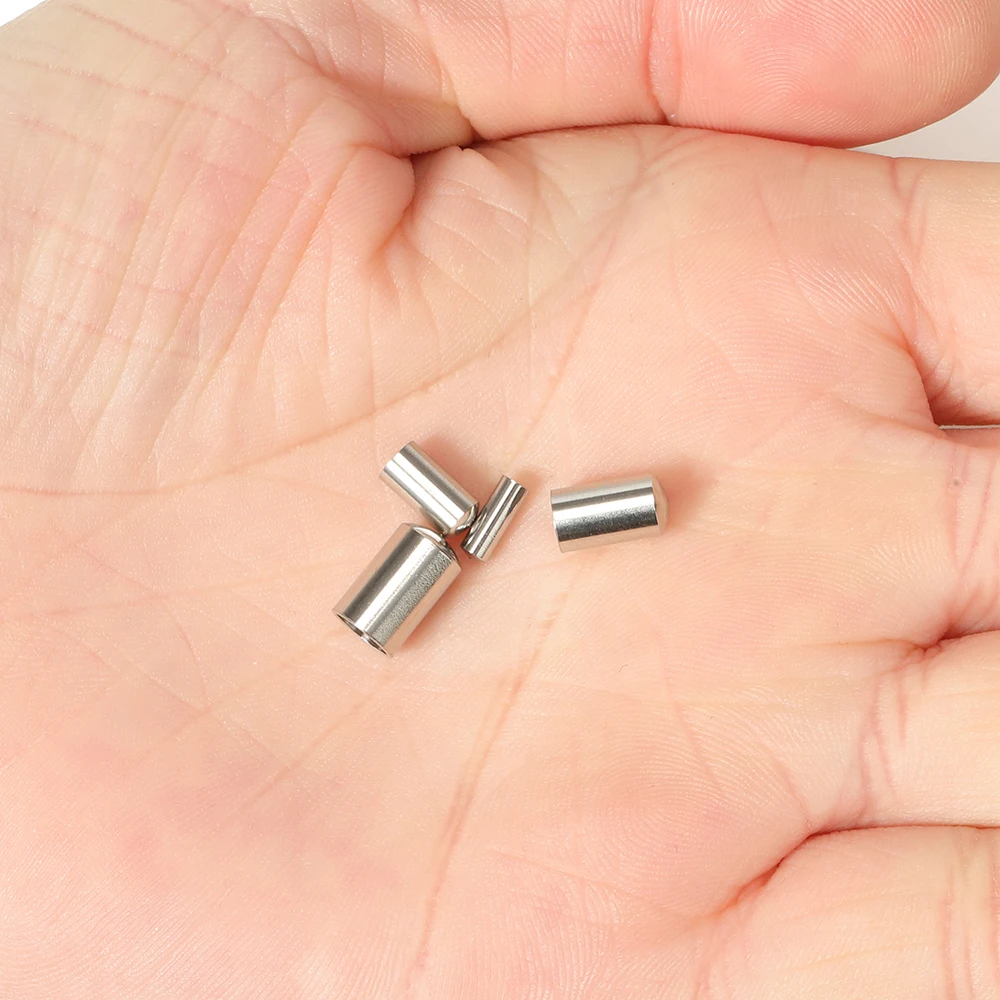 50pcs Stainless Steel Cord End Caps Crimp Clasps Fit 2mm-5mm Leather Rope DIY Bracelet Accessories For Jewelry Making Findings