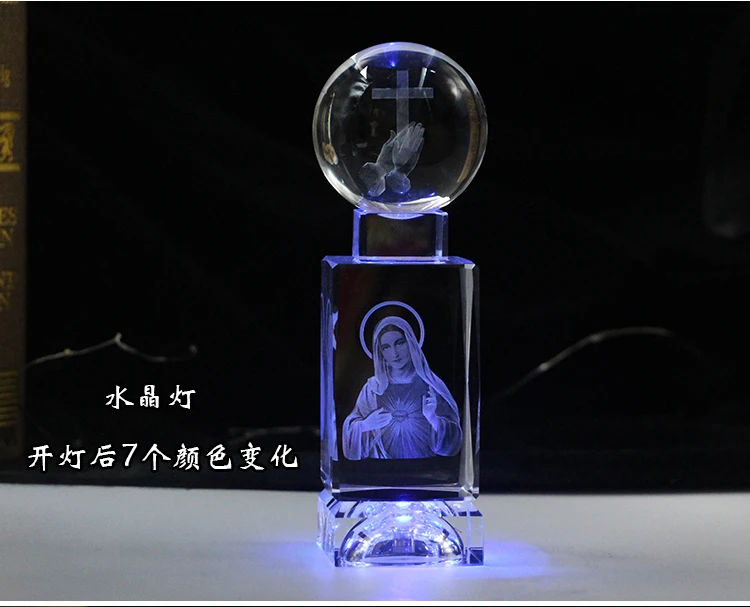 GOOD LUCK  Bless HOME family Catholic Christianity the Virgin Mary Madonna pray 3D Crystal Figurine statue