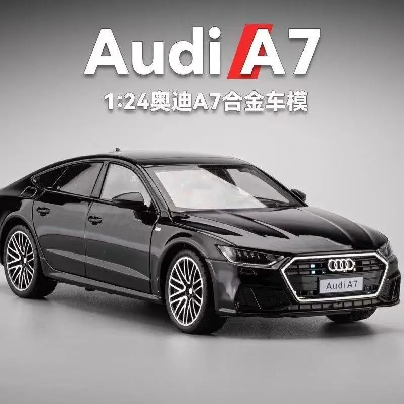 

1:24 Audi A7 Toy Car Model Diecast Alloy Vehicle Miniature Pull Back Sound & Light Doors Openable Collection Gift For Boy Kid