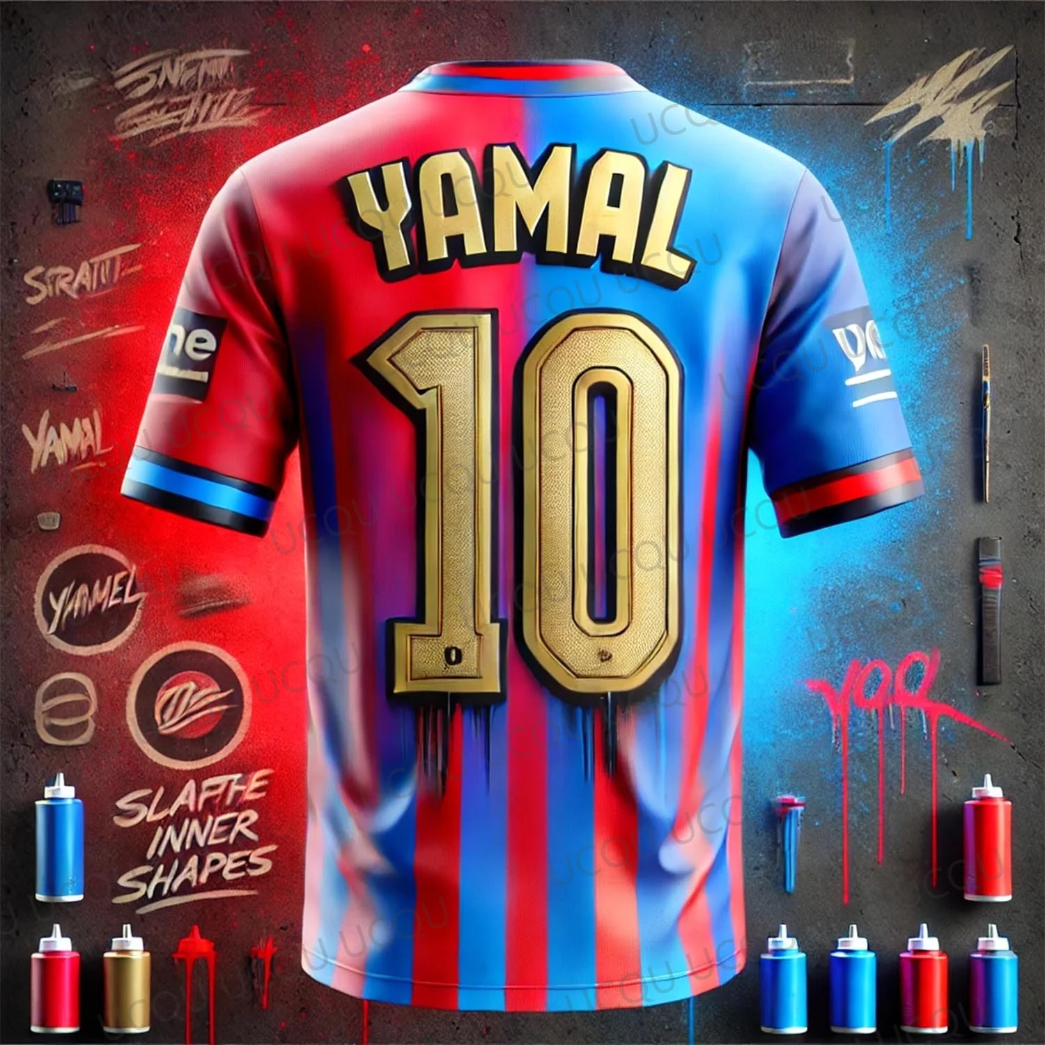 يامال 10 2025 الفاخرة AI تصميم كرة القدم جيرسي الرجال قصيرة الأكمام قميص كرة القدم الصيف التدريب ملابس رياضية طبعة خاصة مروحة #5