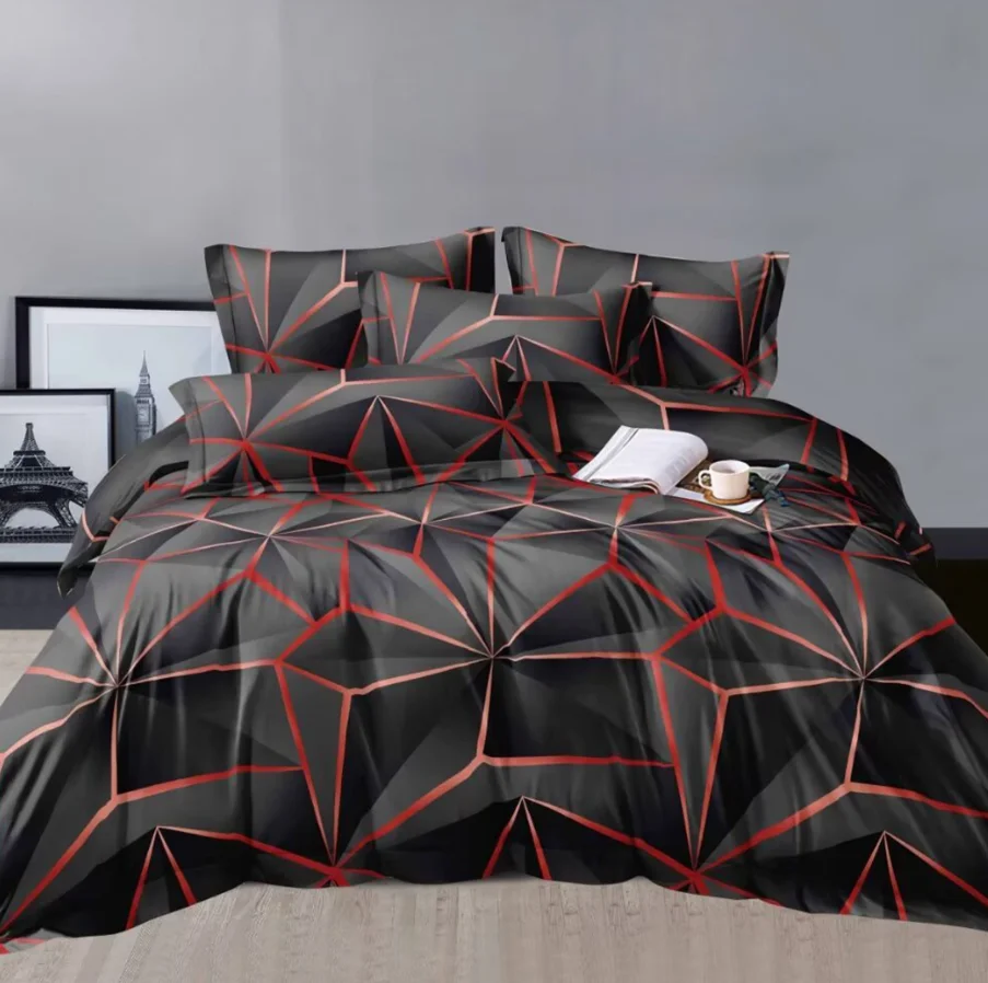 2/3pcs Duvet Cover Set (Duvet Cover*1+Pillowcase*1/2, Without Core) 3D Geometric Print Fashion Sci-fi Style Soft And Comfortable