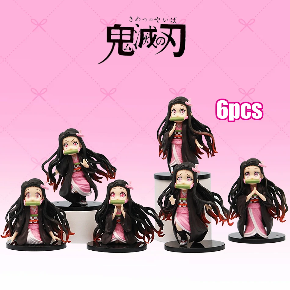 

Demon Slayer 6 видов персонажей аниме Kamado Nezuko, гаражный комплект, украшения, любимый подарок для мальчиков, ограниченное количество, высота около 10 см
