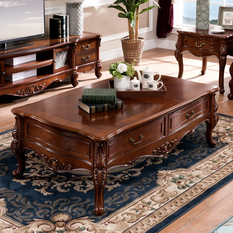 For Rectangle coffee table coffee table sofa side  tea  European kung fu tea table with drawers storage