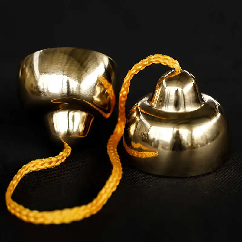 Copper Tinkle Bell Nepal Handmade Hand Bells Golden Professional Cymbals Buddhist Tingsha Bells Sound Healing Orff Instruments view 2