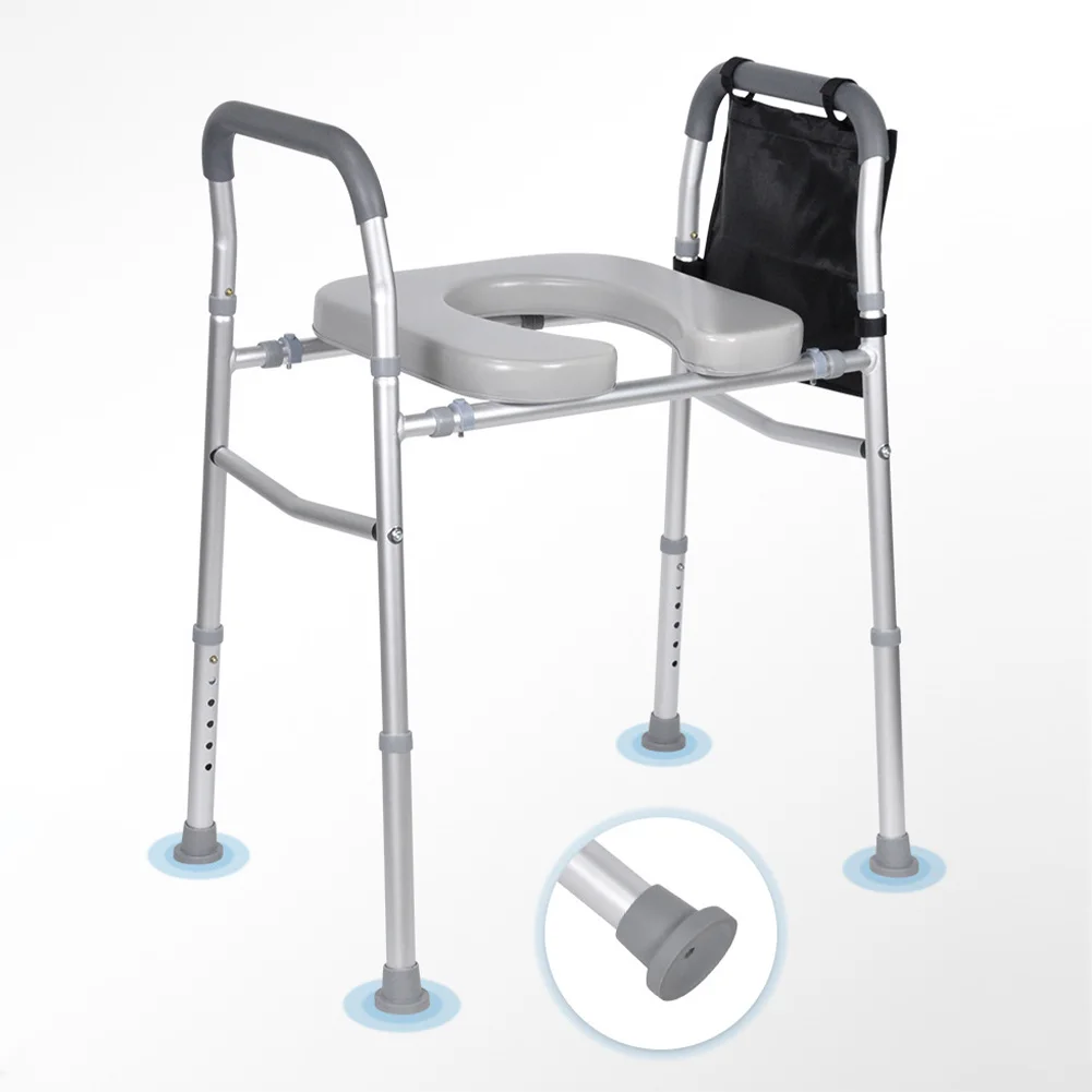 Sedile WC rialzato con maniglie, rialzo sedile WC per anziani con altezza e larghezza regolabili, tasca laterale, capacità di carico di 300 libbre