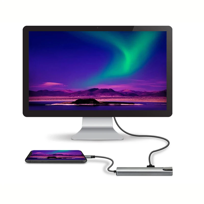 5 In 1 Type-C To USB 3.0 4K HDMI-compatible RJ45 USB 3.0 PD Charge Type-C Smart Dock Hub, Dual USB HUB Type-C Hub Splitter