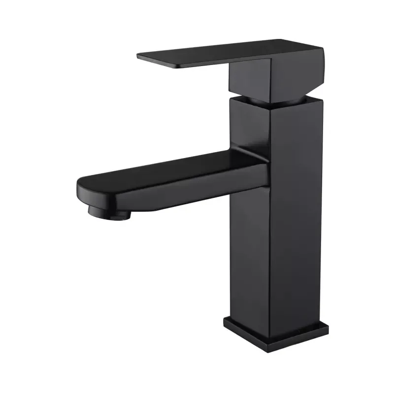 

Cold Single Handle Water Bathroom Basin Sink Faucet 304 Stainless Steel Black Basin Faucet Mixer