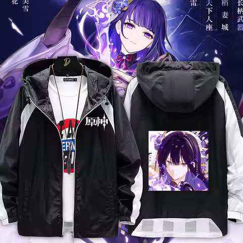 Genshin Impact Raiden Shogun Hu Tao Cosplay Jacket Sunscreen clothing Unisex Hoodie Zipper Hooded Sweatshirt Sweatshirt
