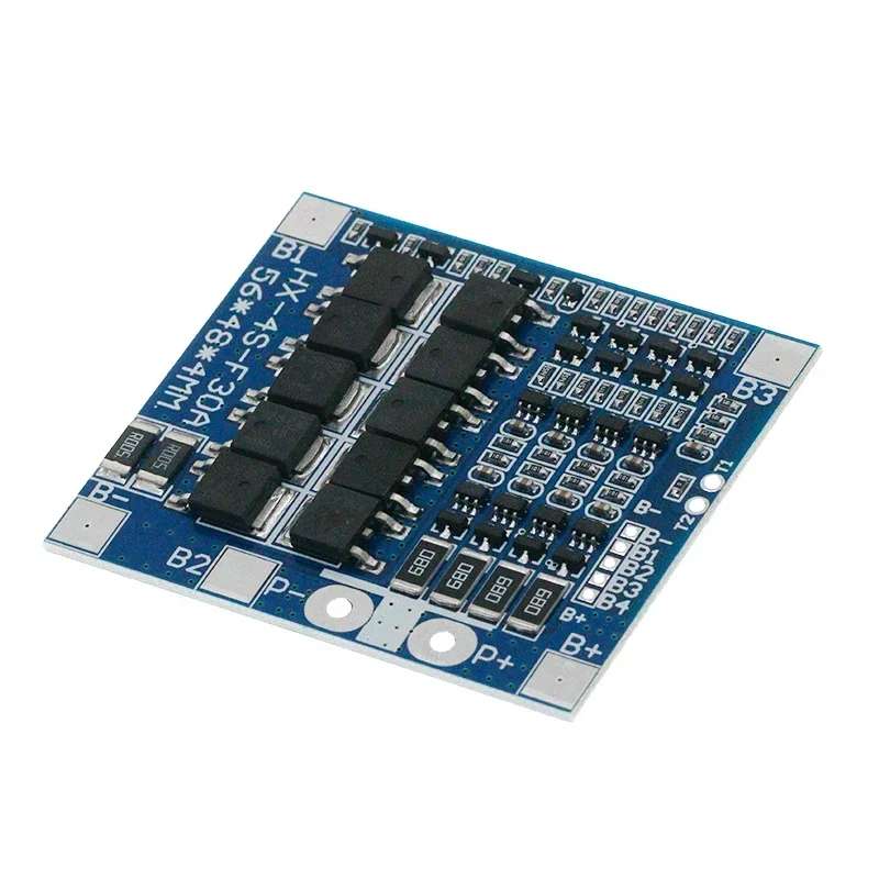 1PCS 4S 30A 14.4V lithium iron phosphate protection board Balanced integrated circuit 18650 battery BMS Packaging PCB blue