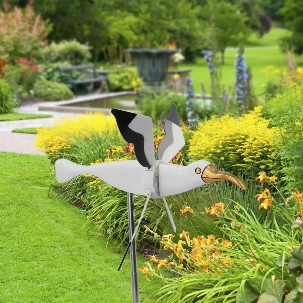 Wetterfeste Möwen-Windmühle, stabile dekorative Vogel-Windspiel, lichtbeständiger Kunststoff, Vogelform-Windmühlen-Spinner für den Außenbereich