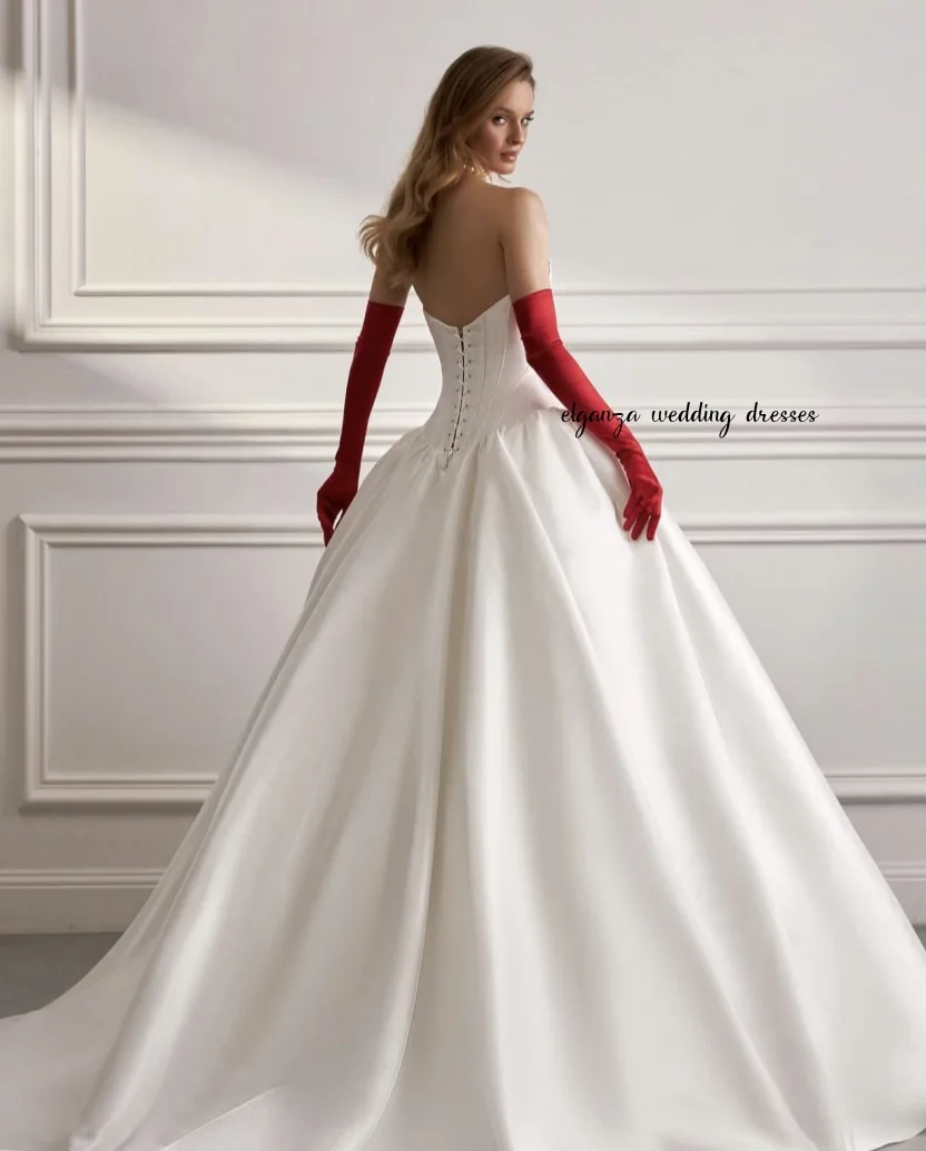 Abito da ballo da sposa sexy senza maniche in raso bianco di lusso personalizzato Vestido de novia