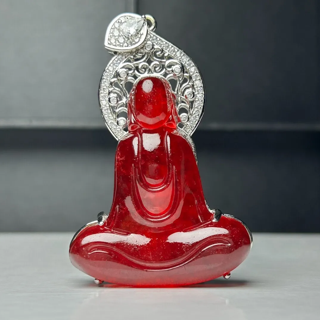 Real Natural AA high Ice Red Jade Jadeite amulet Pendant&Necklaces