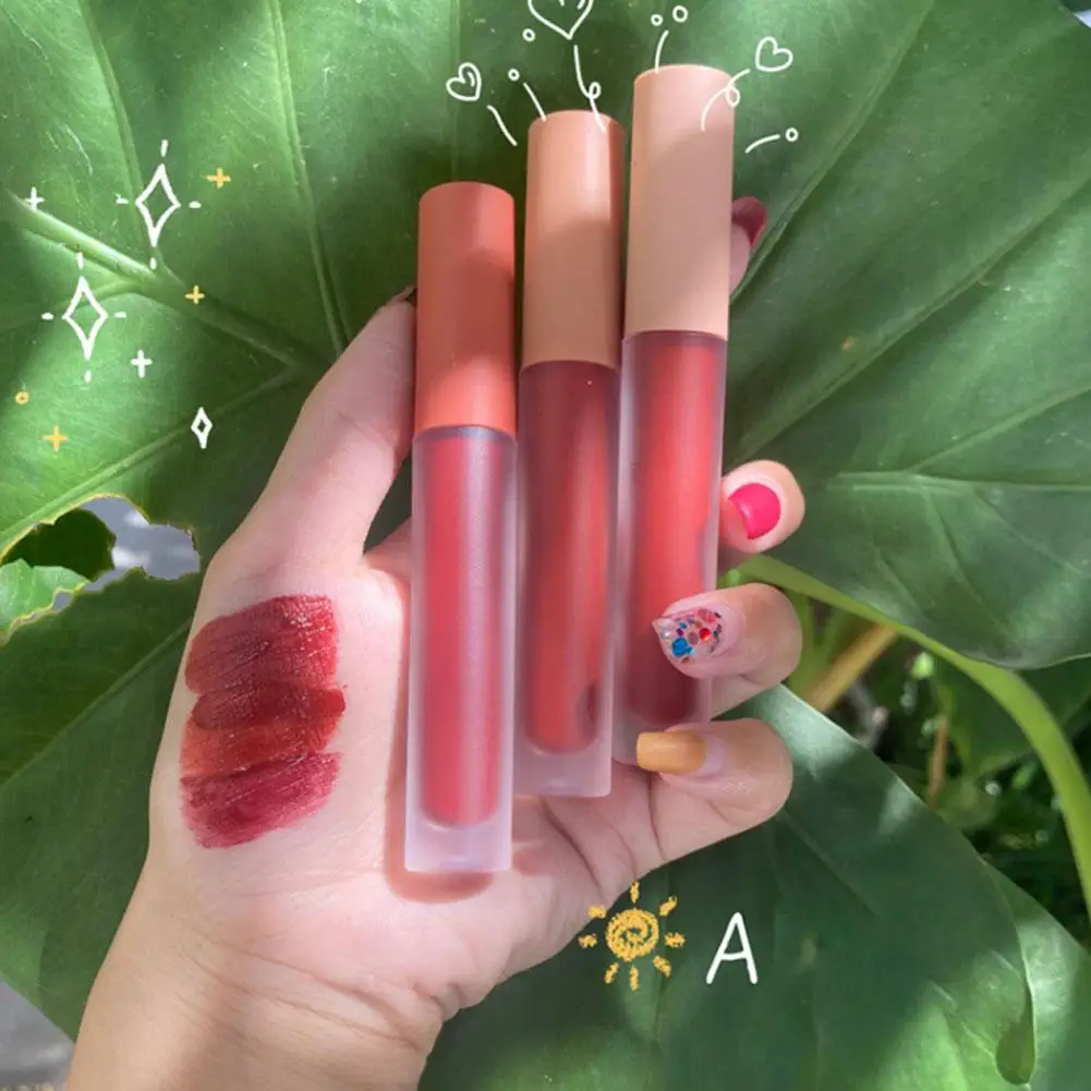 3pcs Moisturizing Lasting Lipstick New Soft Matte Moisturizing Waterproof Makeup Lipstick Lips Matte Lip Glaze Soft Matte Lipsti