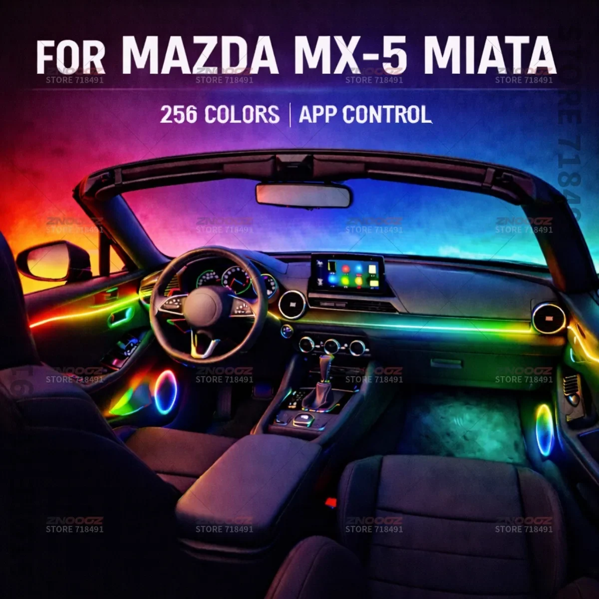 22in1 RGB Car Interior Acrylic Car Ambient Lights RGB Hidden Acrylic Strip Decoration Atmosphere Accessories For Mazda MX-5Miata