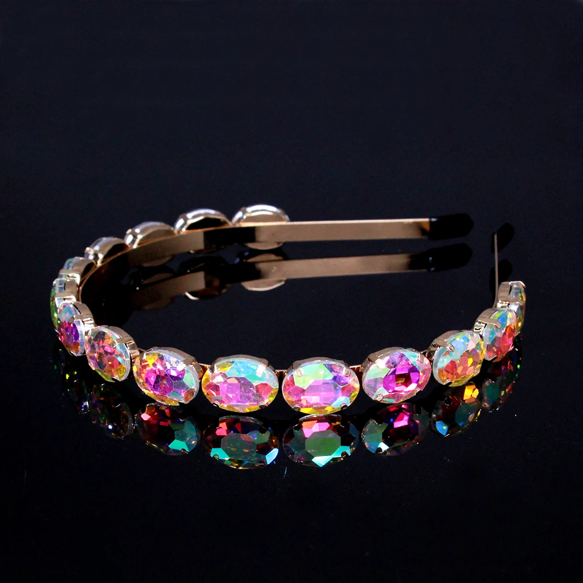 AINAMEISI Luxury 3 Colors Oval Crystal Hairband Sparkly Rhinestone Baroque Silver Plated Headband Fashion Women Hair Accessories