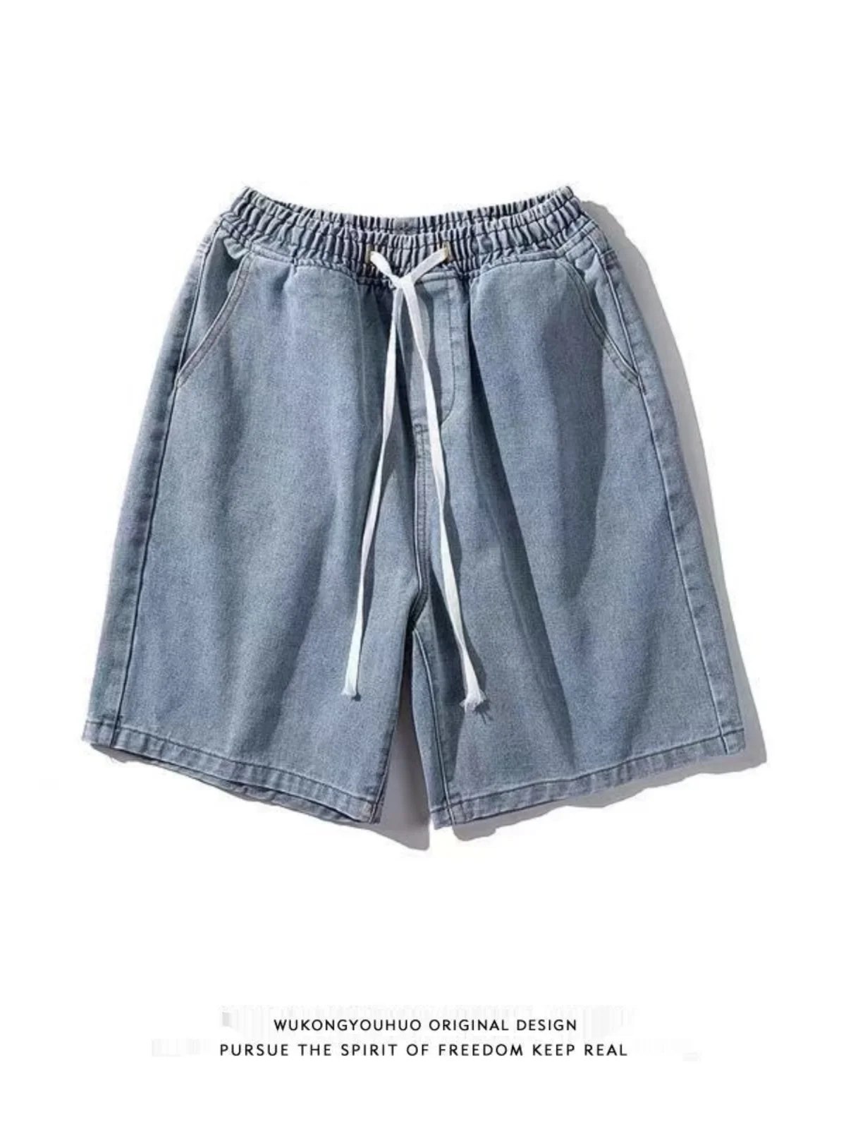 

Summer Thin Elastic Waist Loose Fit Five Inch Jeans orts for Men Casual Faion Urban Sle Low Waist Straight Leg Jeans ...