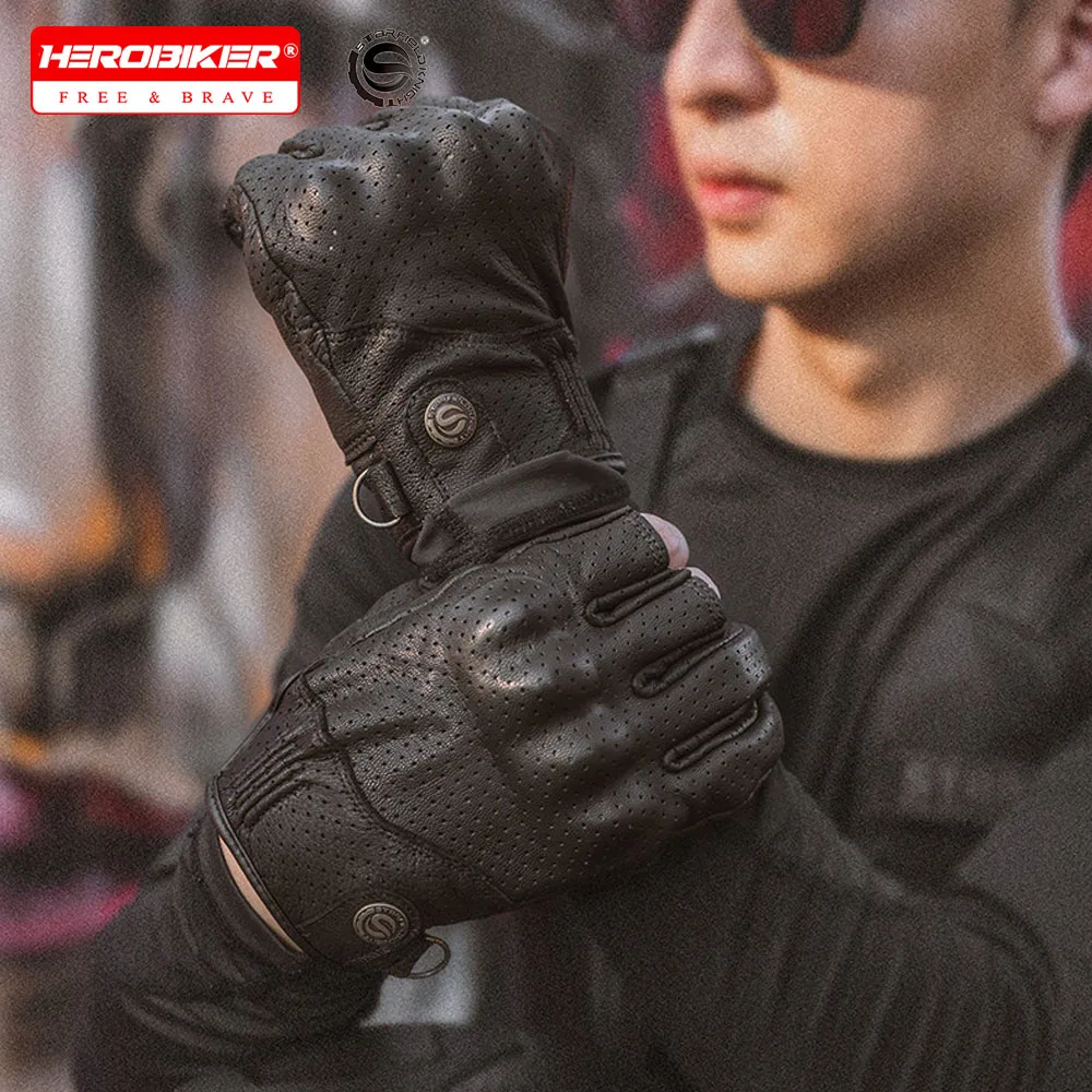 

Кожаные перчатки для мотоциклистов в стиле ретро, мужские и женские перчатки без пальцев, дышащие перчатки для езды, аксессуары для мотоциклов