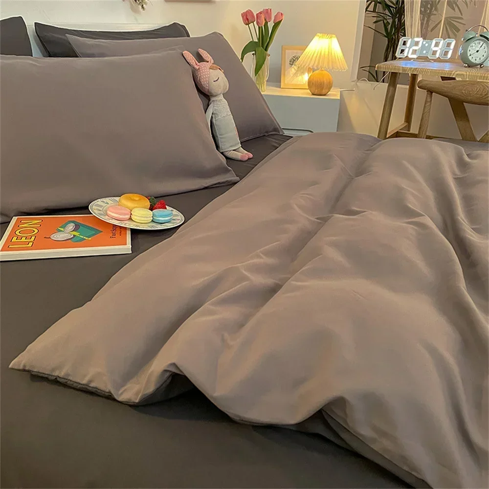 Solid color bed sheets, quilts, bedding sets, four piece matte student plain color home textile