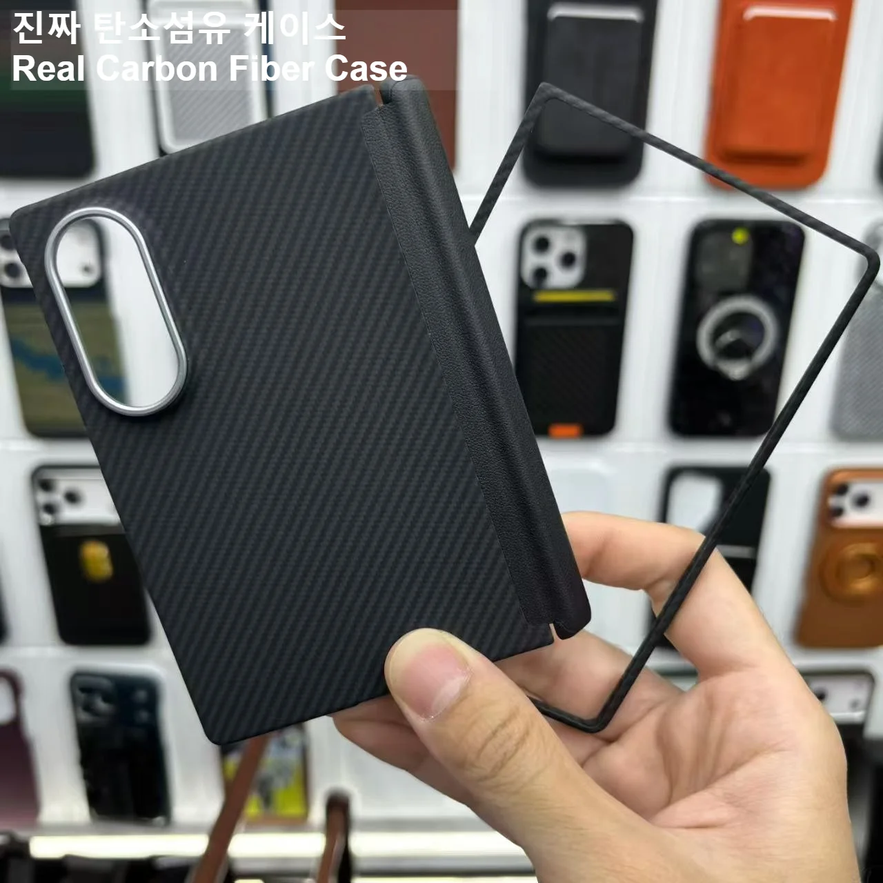 600D Business Real Carbon Fiber Magnetic Hinge Protector Case for Samsung Galaxy Z Fold 8 Wide Ultra 5G for Magsafe Charge Cover