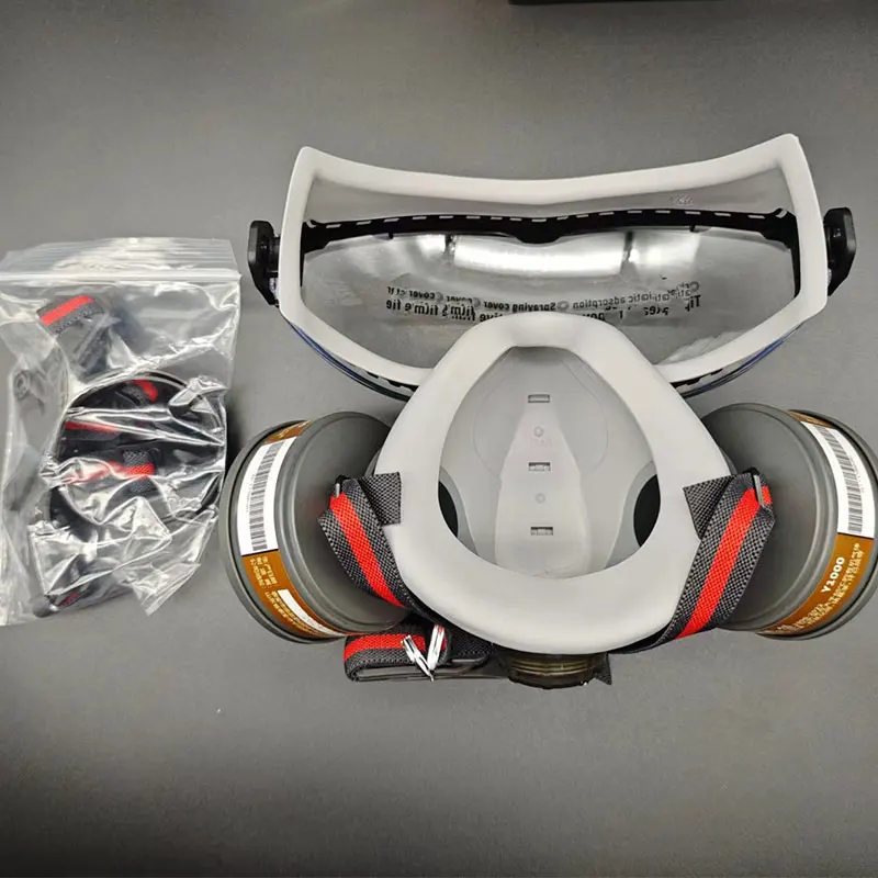 Máscara antigás filtros duales y gafas antivaho – Respirador táctico - imagen 2