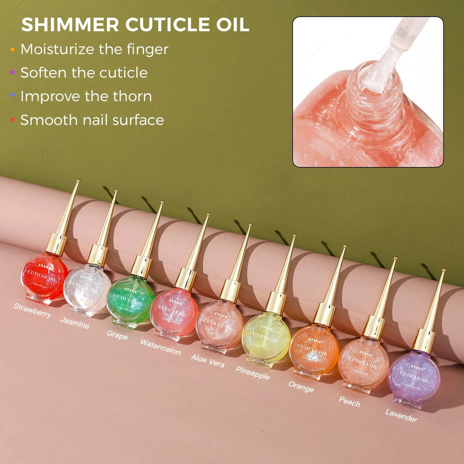 JTING 1pc Design Shimmer Olio per cuticole 9 colori Nutrizione Olio rivitalizzante Olio per cuticole per forniture Unghie