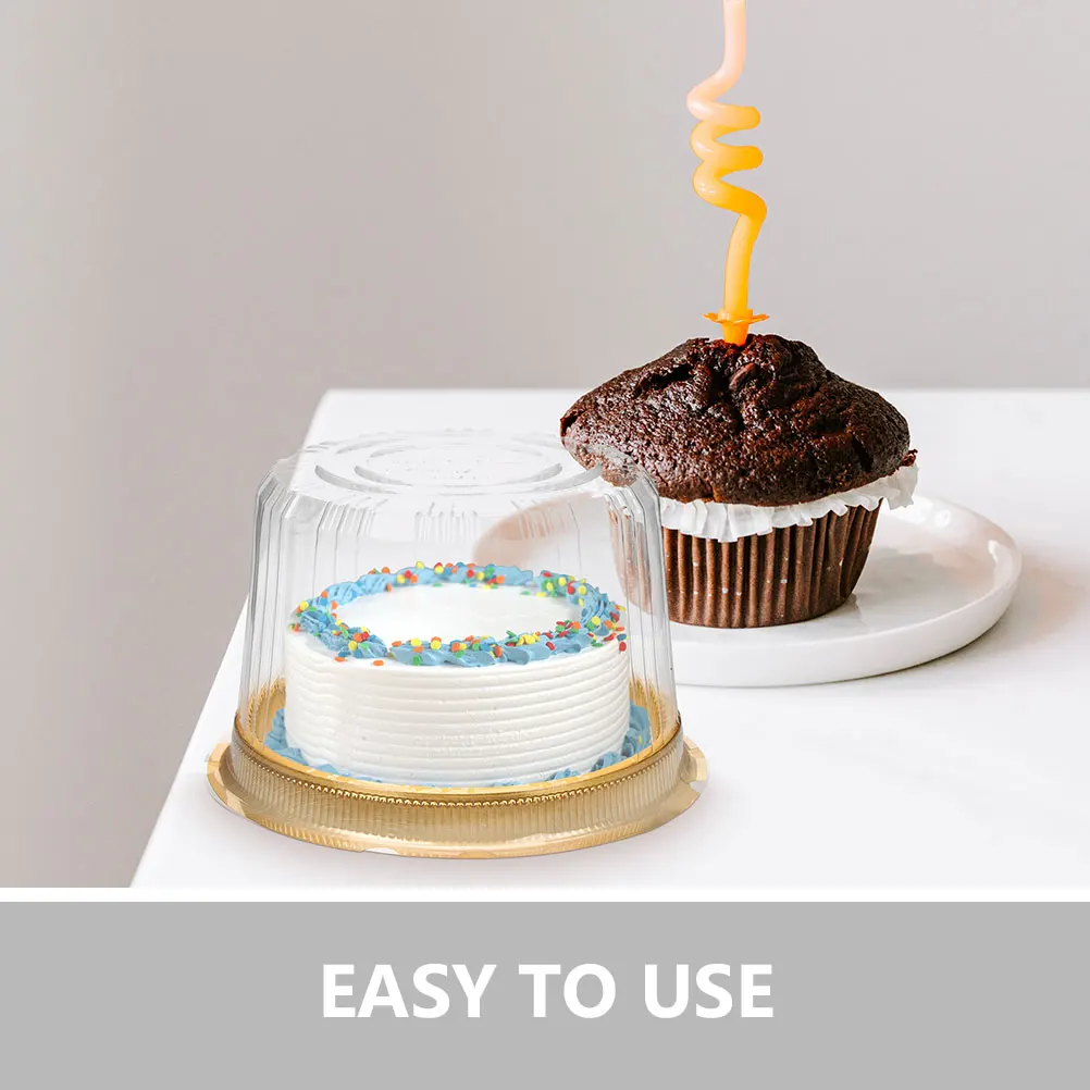 

50pcs Cake Boxes Small Clear Containers Round Cupcake Portable Plastic Airtight Food Grade Packaging Disposable Bakery Shop