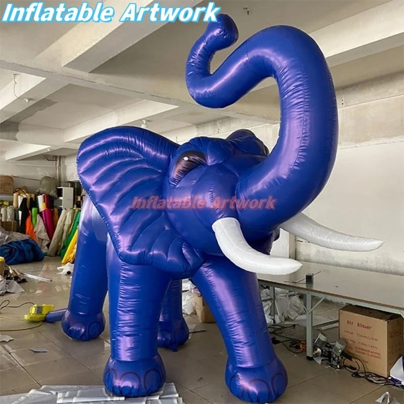 Custom Made 3 Meters Length Air Blown Blue Elephant for Event Party Decoration Toys