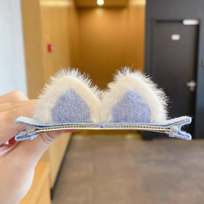 Plüschige Katzenohren (dampfgedämpfter, katzenohrenförmiger Brötchen-Haarschmuck) Kinder-Haarspange, niedliche Cartoon-Stereo-Haarspange, Haarspange für kleine Mädchen, koreanische Haarspange – Detail 8
