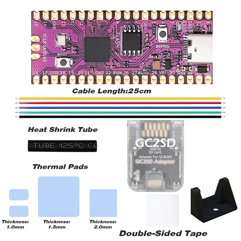 For Raspberry Picoboot Board Kit+GC2SD Card Reader RP2040 Dual-Core 264KB SRAM+16MB Flash RAM for Gamecube Game Console