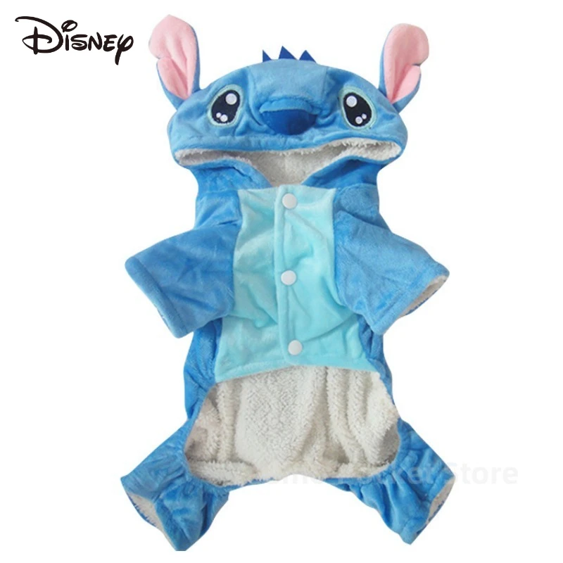 Lilo และ Stitch Disney เสื้อผ้าสัตว์เลี้ยง Kawaii การ์ตูนอะนิเมะพิมพ์อุปกรณ์เสริมเสื้อผ้าสุนัขขนาดเล็กตุ๊กตาฤดูใบไม้ร่วง/ฤดูหนาวผ้าห่มอุ่น