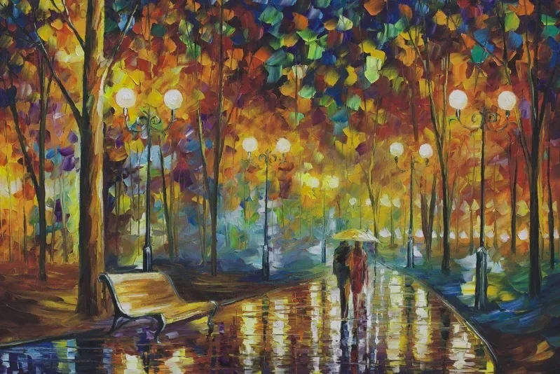 Landscape Art Jigsaw Puzzle, French Floral Street, Rainy Autumn Path, Magic Book Castle, Forest Book Waterfall, 500-2000Pcs