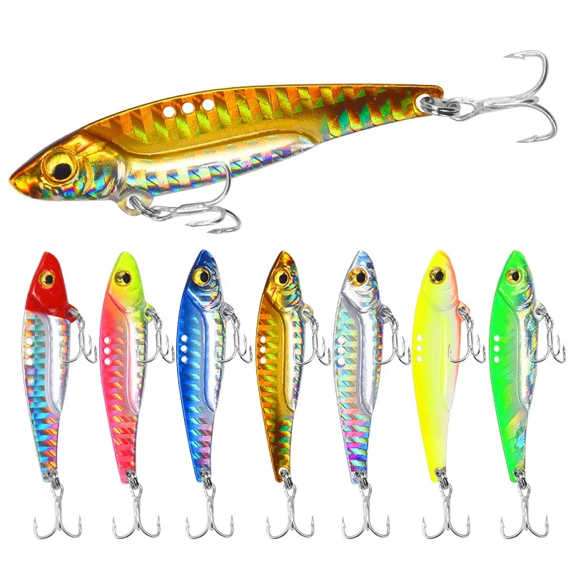 1Pc Metal Vib Lure Weights 7g/14g/18g Long Shot Slots Hook Jig Artificial Bass Bait Deep Sea Fishing