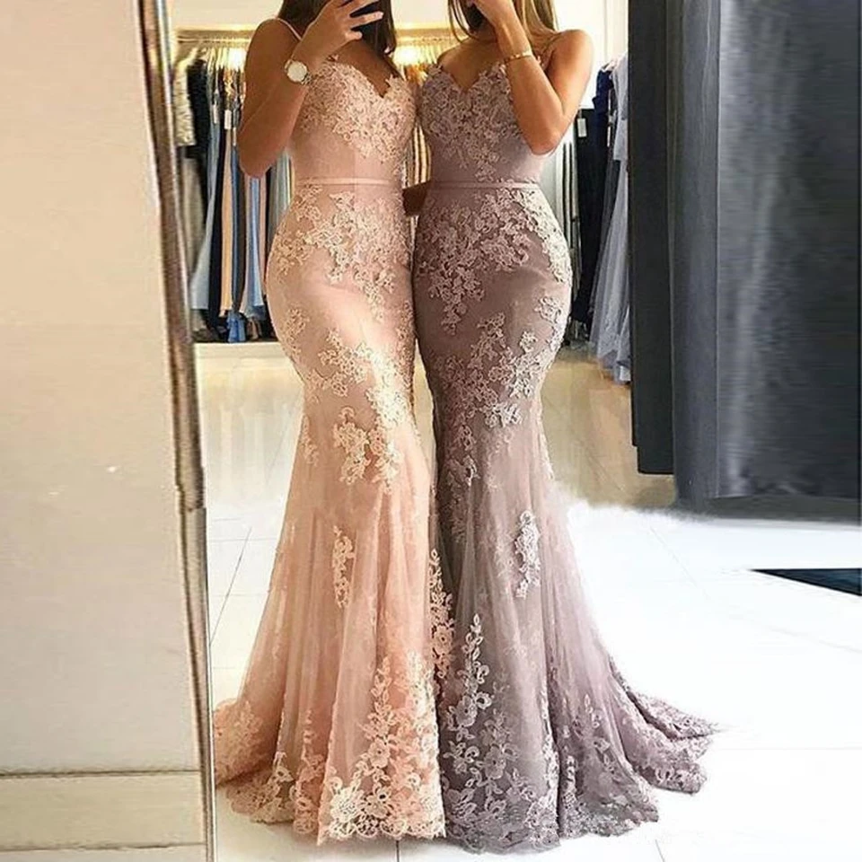 Robes De soirée 2023 nouvelles femmes Champagne formelle fête sirène robes De Gala Appliques paillettes dentelle longue remise des diplômes robes De bal
