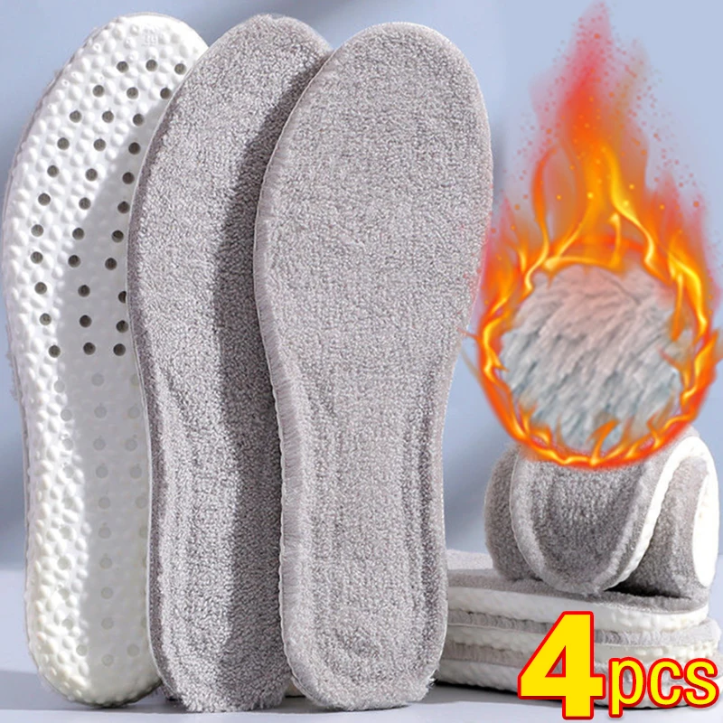 Self Heated Thermal Insoles Warm Plush Arch Support Soft Feet Insoles Men Women Winter Sports Shoes Self-heating Shoe Pads