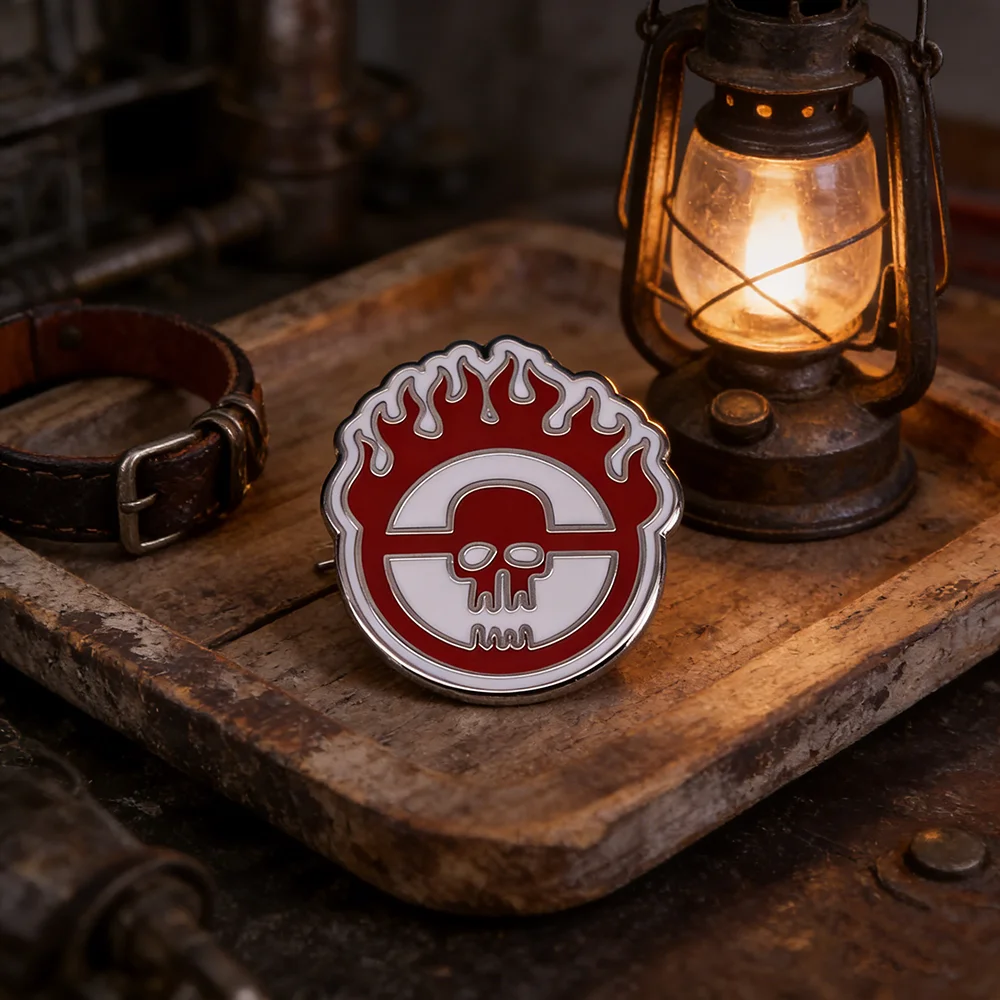 Mad Maxs Fury Road Enamel Pin War Boys Immortan Joe Fire Skull Grill Fender Badge Jewelry Gift for Film Buffs Cult