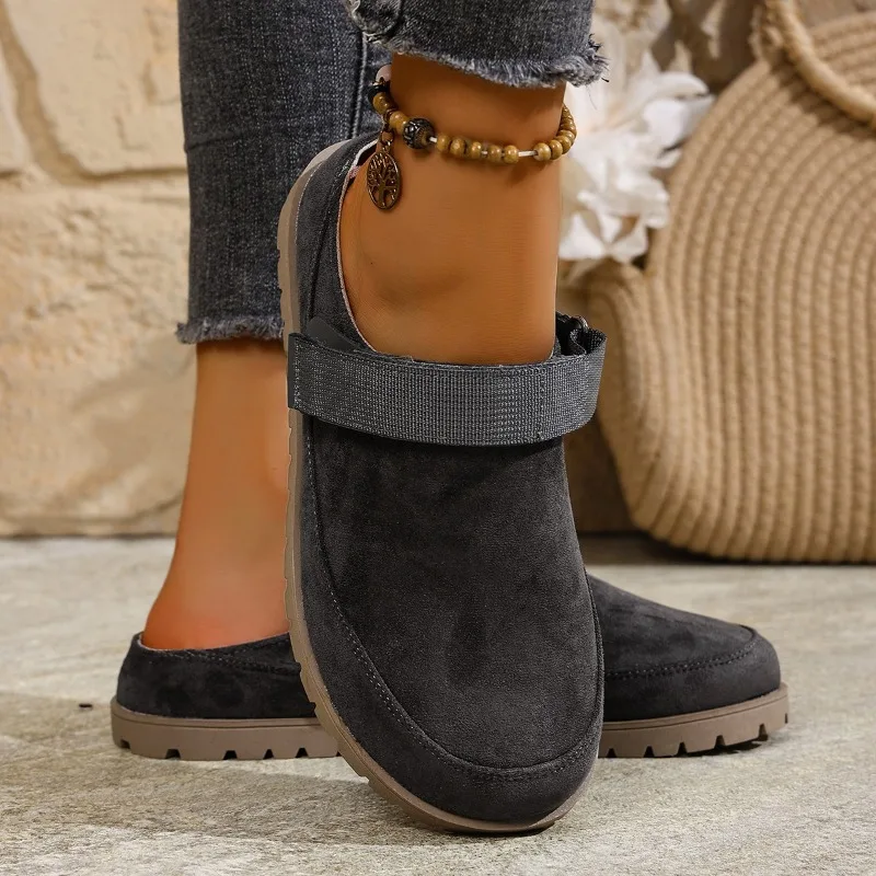 New Women Suede Mules Multicolor Buckle Strap Chunky Sole Comfortable Casual Daily Wear Summer Platform Slip on Slippers