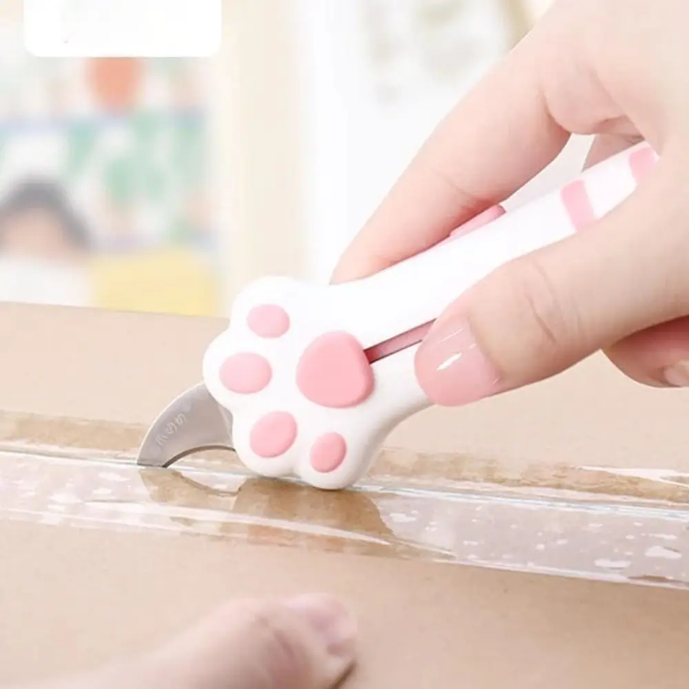 Portable Plastic Cat Paw Box Cutter Cartoon School Office Supplies Paper Cutting Tool Gift Opener