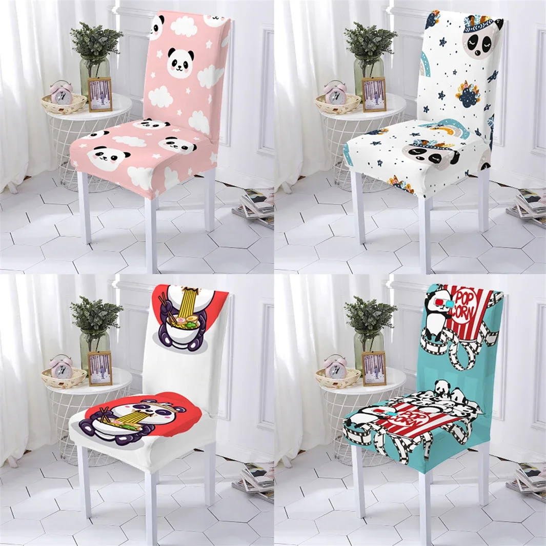 Animal Style Gaming Chair Cover Furniture Chairs Case With Back Cartoon Chinese Panda Pattern Dining Chairs Case Home Stuhlbezug